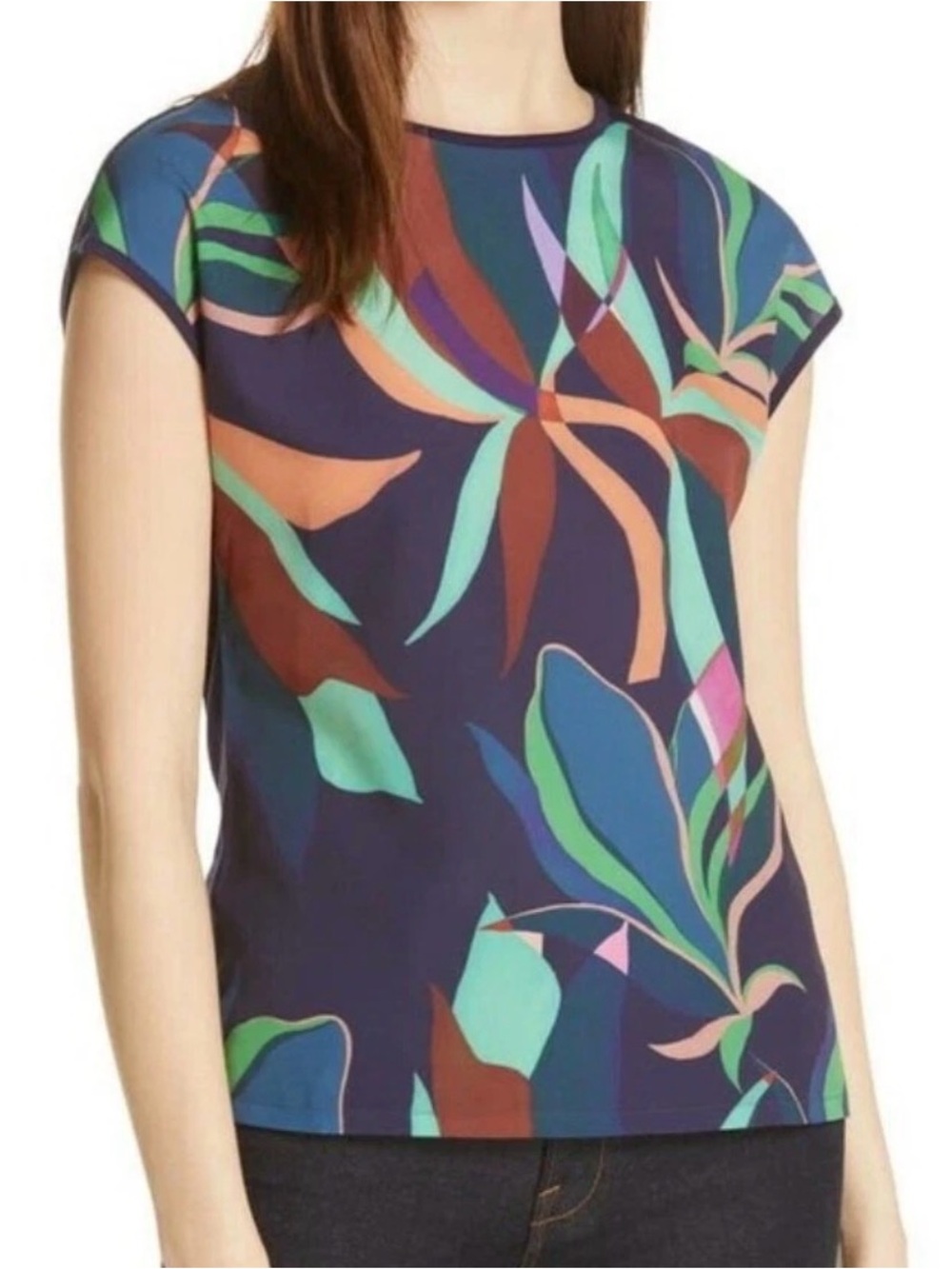 Ted Baker Jimble Supernatural Abstract Tropical Top Medium Blouse Corpcore